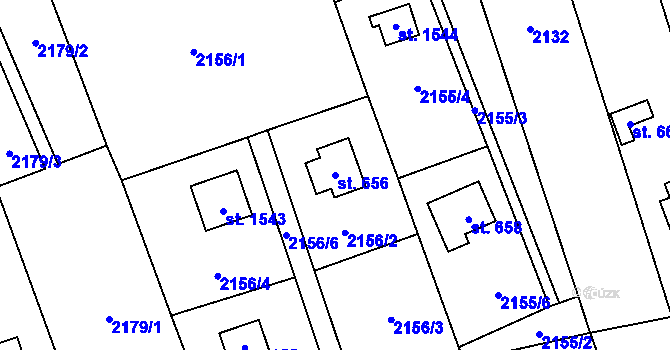 Parcela st. 656 v KÚ Chyňava, Katastrální mapa