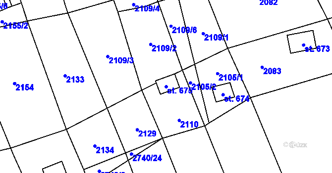 Parcela st. 675 v KÚ Chyňava, Katastrální mapa
