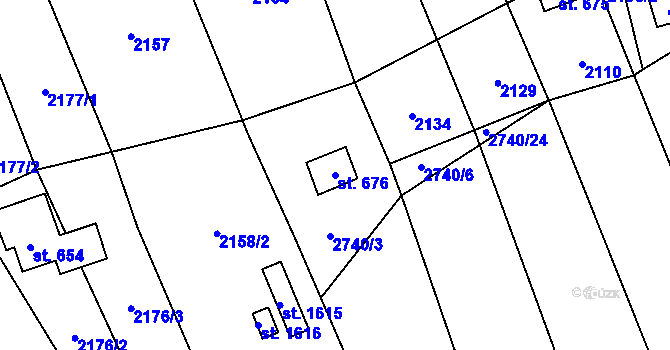 Parcela st. 676 v KÚ Chyňava, Katastrální mapa