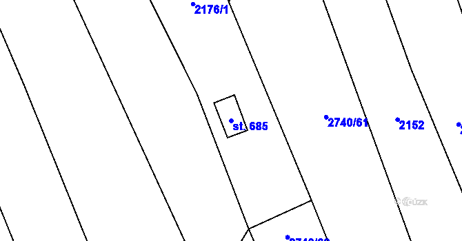 Parcela st. 685 v KÚ Chyňava, Katastrální mapa