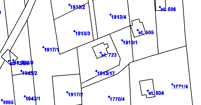 Parcela st. 723 v KÚ Chyňava, Katastrální mapa