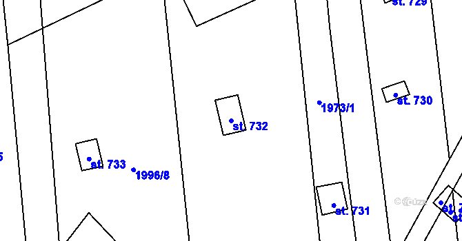 Parcela st. 732 v KÚ Chyňava, Katastrální mapa