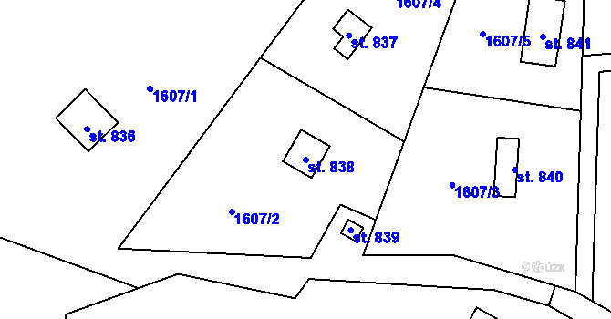 Parcela st. 838 v KÚ Chyňava, Katastrální mapa