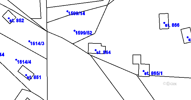 Parcela st. 864 v KÚ Chyňava, Katastrální mapa