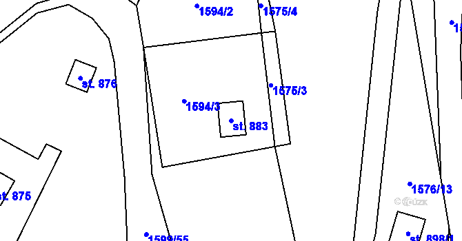 Parcela st. 883 v KÚ Chyňava, Katastrální mapa