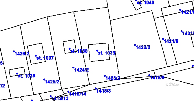 Parcela st. 1039 v KÚ Chyňava, Katastrální mapa