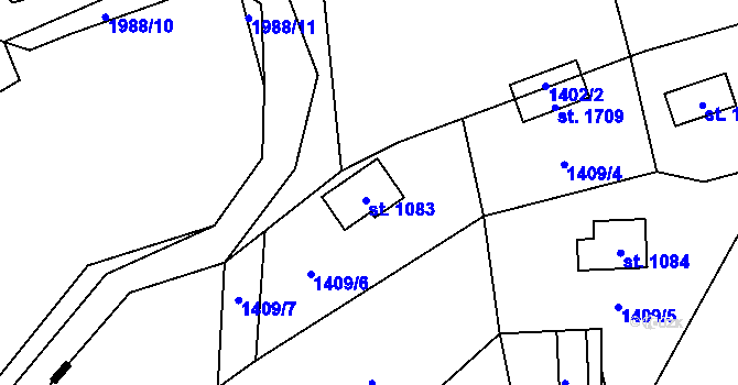 Parcela st. 1083 v KÚ Chyňava, Katastrální mapa