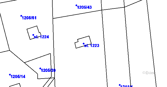 Parcela st. 1223 v KÚ Chyňava, Katastrální mapa