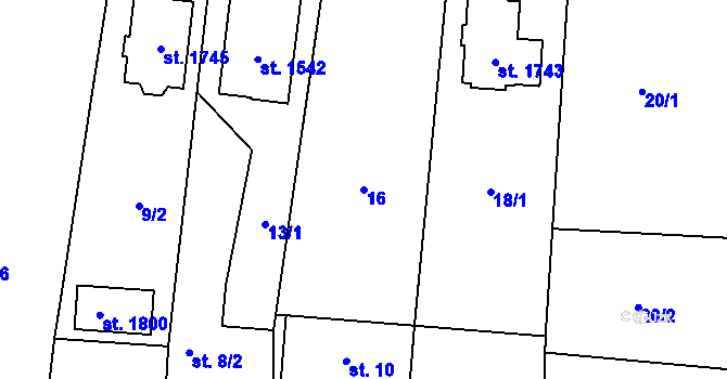 Parcela st. 16 v KÚ Chyňava, Katastrální mapa