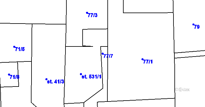 Parcela st. 77/7 v KÚ Chyňava, Katastrální mapa