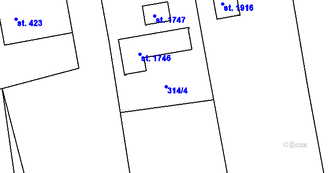 Parcela st. 314/4 v KÚ Chyňava, Katastrální mapa