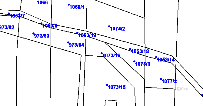 Parcela st. 1073/16 v KÚ Chyňava, Katastrální mapa