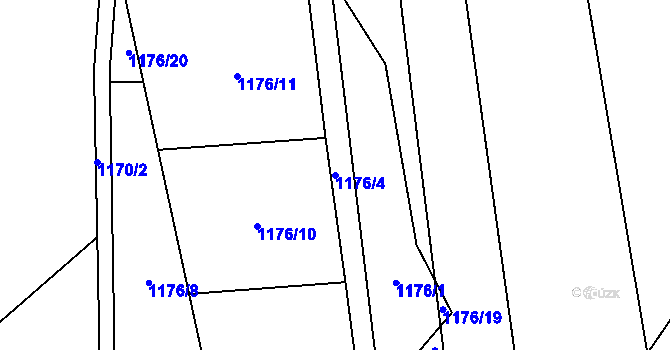 Parcela st. 1176/4 v KÚ Chyňava, Katastrální mapa