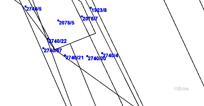 Parcela st. 2740/4 v KÚ Chyňava, Katastrální mapa