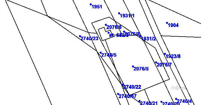 Parcela st. 2740/5 v KÚ Chyňava, Katastrální mapa