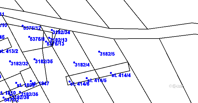 Parcela st. 3182/5 v KÚ Chyňava, Katastrální mapa