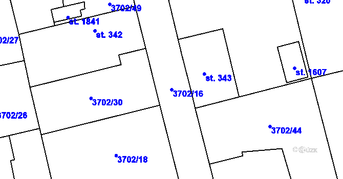 Parcela st. 3702/16 v KÚ Chyňava, Katastrální mapa