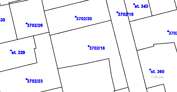 Parcela st. 3702/18 v KÚ Chyňava, Katastrální mapa