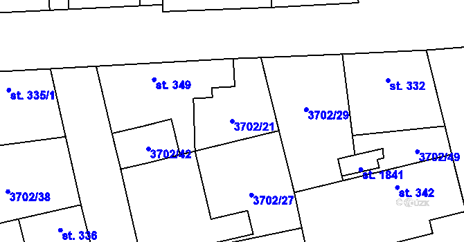 Parcela st. 3702/21 v KÚ Chyňava, Katastrální mapa