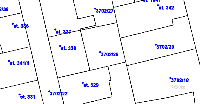 Parcela st. 3702/26 v KÚ Chyňava, Katastrální mapa