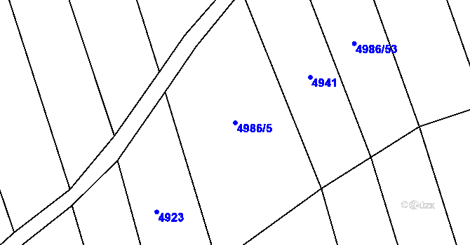 Parcela st. 4986/5 v KÚ Chyňava, Katastrální mapa