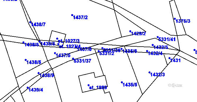 Parcela st. 5331/2 v KÚ Chyňava, Katastrální mapa