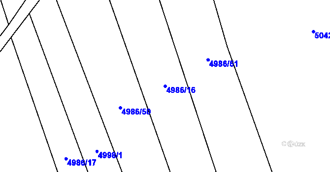 Parcela st. 4986/16 v KÚ Chyňava, Katastrální mapa