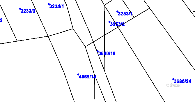 Parcela st. 3680/18 v KÚ Chyňava, Katastrální mapa