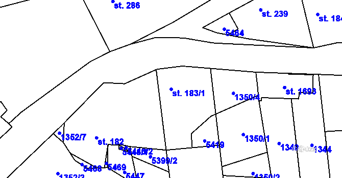 Parcela st. 183/1 v KÚ Chyňava, Katastrální mapa