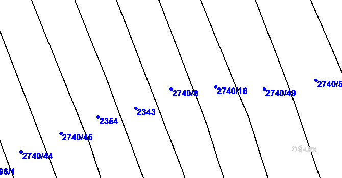Parcela st. 2740/8 v KÚ Chyňava, Katastrální mapa
