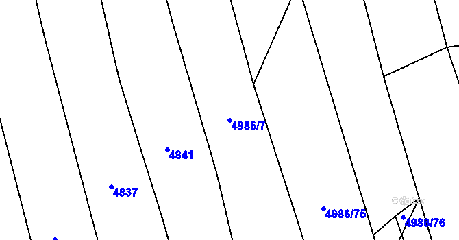 Parcela st. 4986/7 v KÚ Chyňava, Katastrální mapa