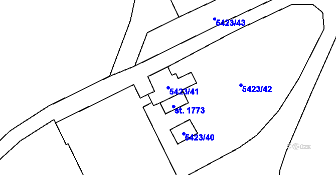 Parcela st. 5423/41 v KÚ Chyňava, Katastrální mapa