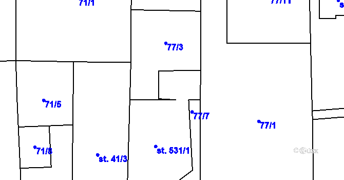 Parcela st. 531/2 v KÚ Chyňava, Katastrální mapa