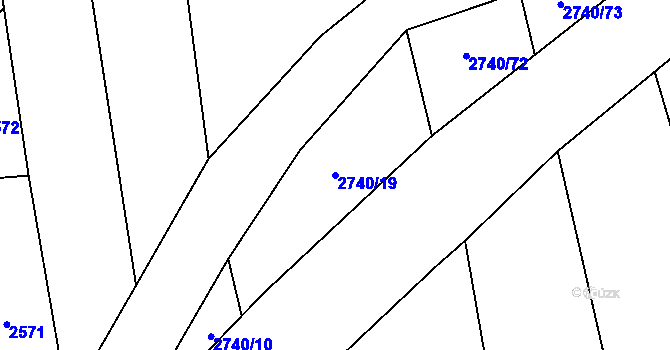 Parcela st. 2740/19 v KÚ Chyňava, Katastrální mapa