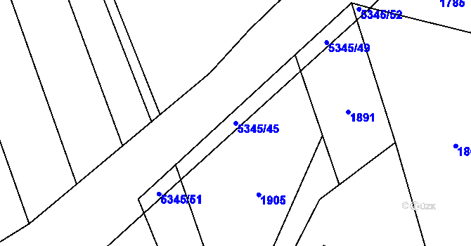 Parcela st. 5345/45 v KÚ Chyňava, Katastrální mapa