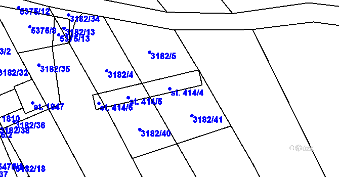 Parcela st. 414/4 v KÚ Chyňava, Katastrální mapa