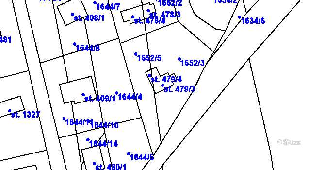 Parcela st. 479/3 v KÚ Chyňava, Katastrální mapa