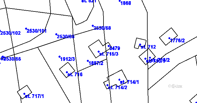 Parcela st. 715/3 v KÚ Chyňava, Katastrální mapa