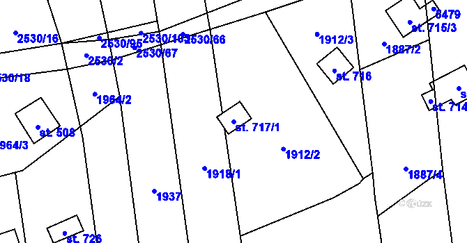 Parcela st. 717/1 v KÚ Chyňava, Katastrální mapa