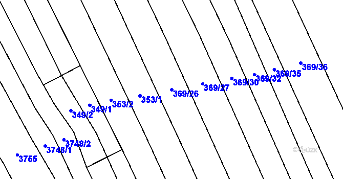 Parcela st. 369/26 v KÚ Chyňava, Katastrální mapa