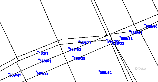 Parcela st. 369/77 v KÚ Chyňava, Katastrální mapa