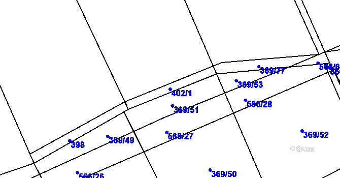Parcela st. 402/1 v KÚ Chyňava, Katastrální mapa