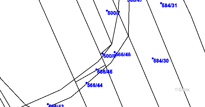 Parcela st. 500/8 v KÚ Chyňava, Katastrální mapa