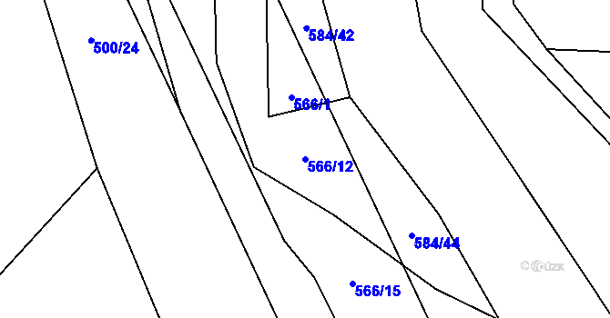 Parcela st. 566/12 v KÚ Chyňava, Katastrální mapa