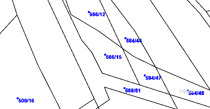 Parcela st. 566/15 v KÚ Chyňava, Katastrální mapa