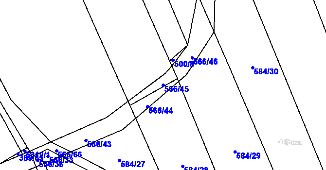 Parcela st. 566/45 v KÚ Chyňava, Katastrální mapa