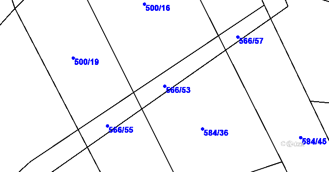 Parcela st. 566/53 v KÚ Chyňava, Katastrální mapa