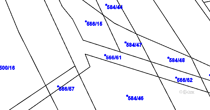 Parcela st. 566/61 v KÚ Chyňava, Katastrální mapa