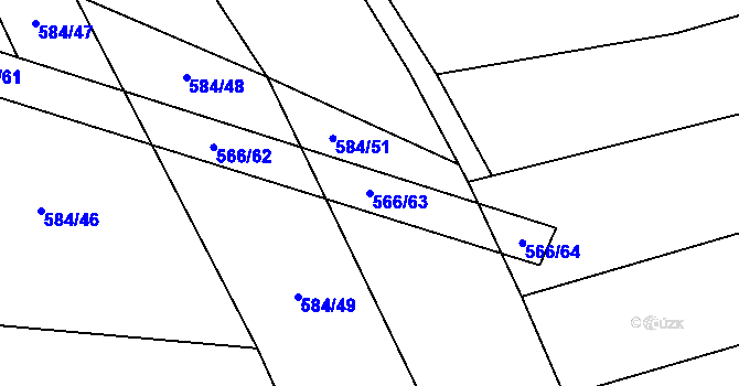 Parcela st. 566/63 v KÚ Chyňava, Katastrální mapa
