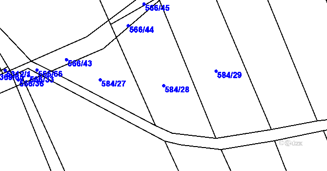 Parcela st. 584/28 v KÚ Chyňava, Katastrální mapa